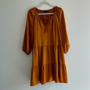 Banana Republic Satin Tiered Swing Dress Copper Brown Large